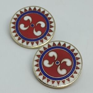 * vintage cloisonne Dutch rain hex sign clip on earrings